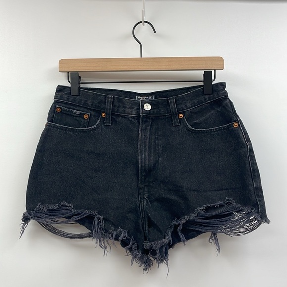 Abercrombie & Fitch Pants - Abercrombie & Fitch Annie High Rise Shorts Distressed '90s Black Rigid Denim 28